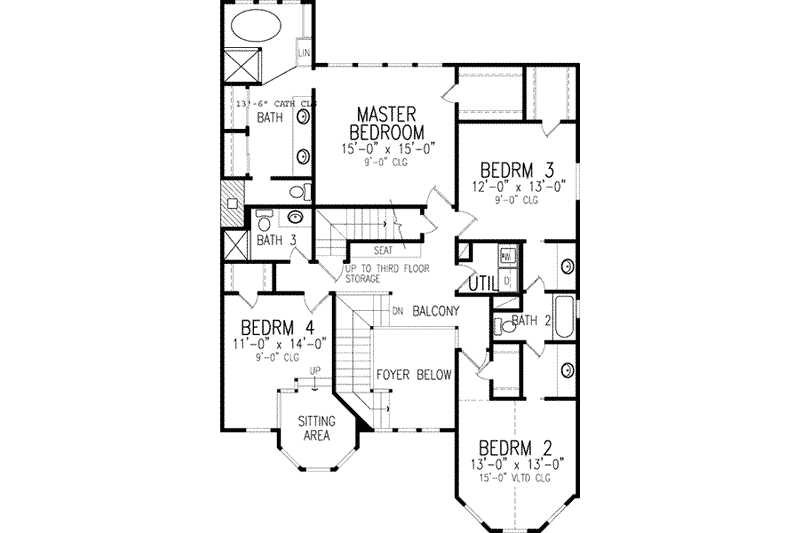 Dream House Plan - Floor Plan - Upper Floor for Victorian House Plan #410-156 - 4 bed, 4.5 bath