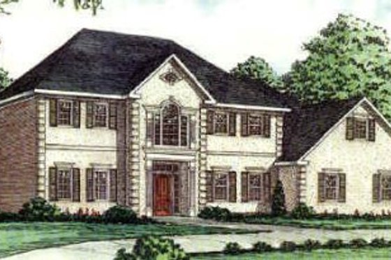 Exterior - Front Elevation for European House Plan #16-226 - 4 bed, 3.5 bath