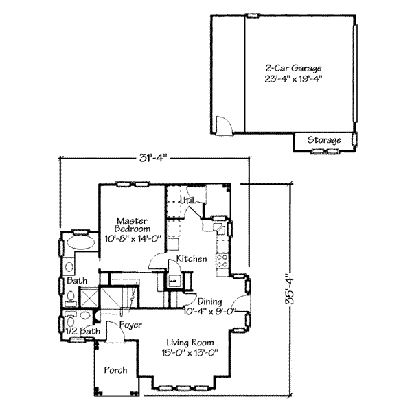 House Plan Design - Cottage Floor Plan - Main Floor Plan #410-162