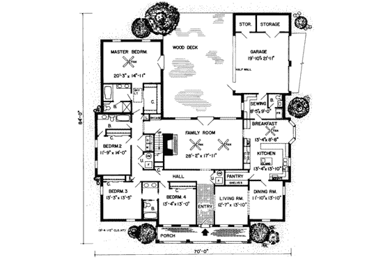 Floor Plan - Main Floor for Traditional House Plan #312-238 - 4 bed, 3.5 bath