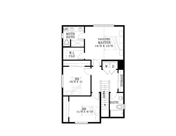 Craftsman Floor Plan - Upper Floor Plan #53-563