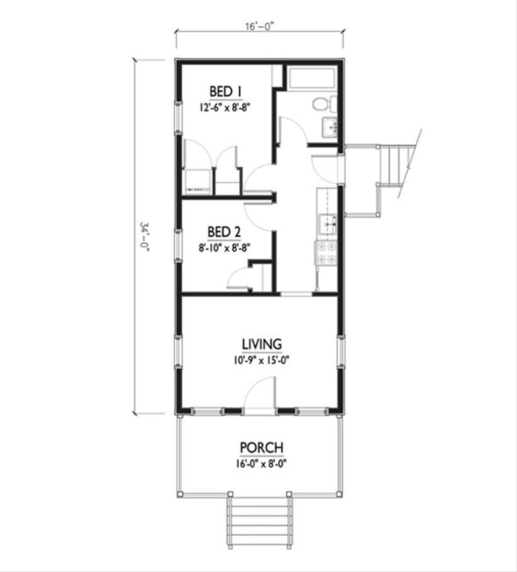 Cottage Style House Plan 2 Beds 1 Baths 544 Sq Ft Plan 514 5