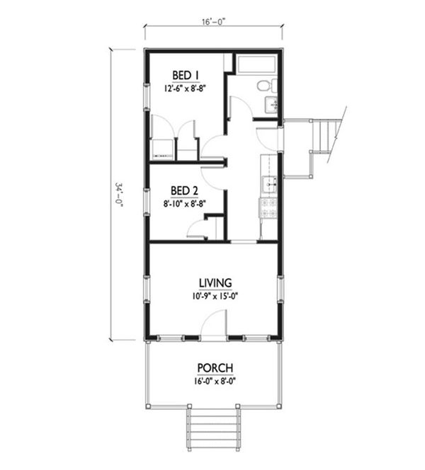 small katrina cottage floor plan designed by Marianne Cusato plan 514-5