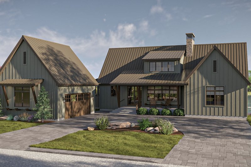 House Blueprint - Exterior - Front Elevation 3 for Farmhouse House Plan #455-583 - 2 bed, 2 bath