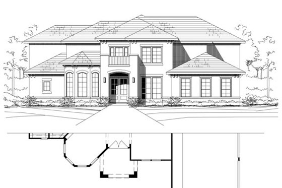 Exterior - Front Elevation 3 for Traditional House Plan #411-181 - 5 bed, 3 bath