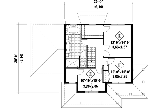 Floor Plan - Upper Floor for Country House Plan #25-4576 - 3 bed, 2 bath