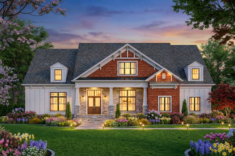 Exterior - Front Elevation 2 for Craftsman House Plan #119-327 - 4 bed, 4.5 bath