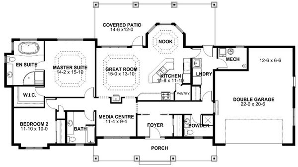 Ranch Floor Plan - Main Floor Plan #126-163