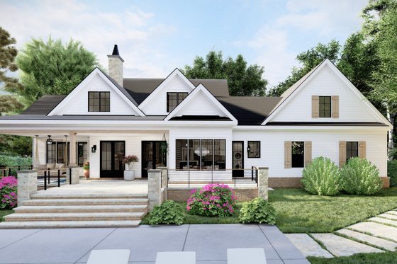 Exterior - Rear Elevation for Farmhouse House Plan #1094-9 - 4 bed, 3 bath