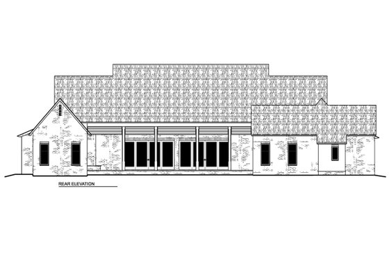 Exterior - Rear Elevation 1 for Farmhouse House Plan #1081-33 - 3 bed, 3.5 bath