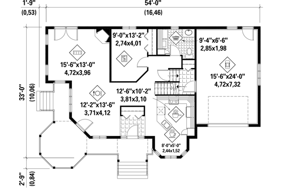 Floor Plan - Main Floor for Victorian House Plan #25-4742 - 3 bed, 2 bath