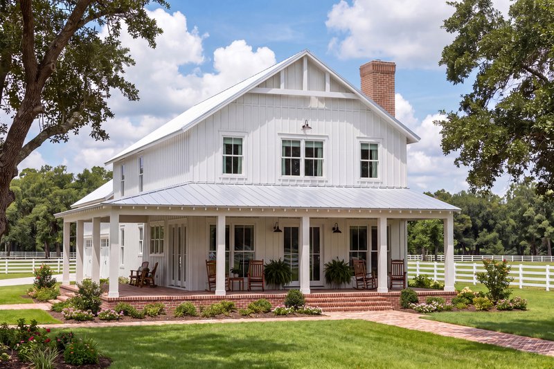 House Blueprint - Exterior - Front Elevation 2 for Barndominium House Plan #430-453 - 5 bed, 3 bath