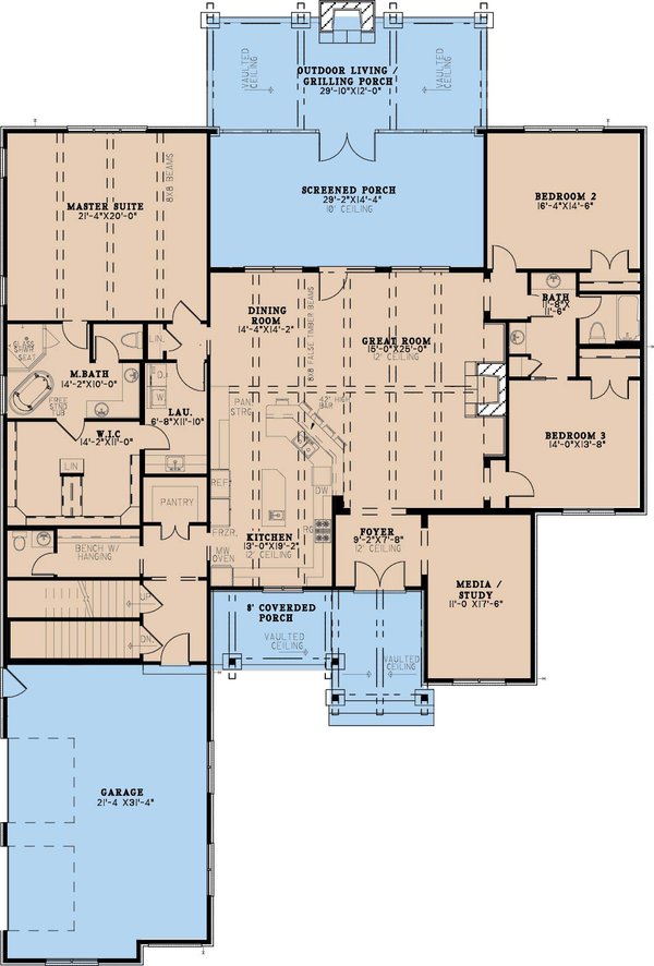 Craftsman Floor Plan - Main Floor Plan #923-364