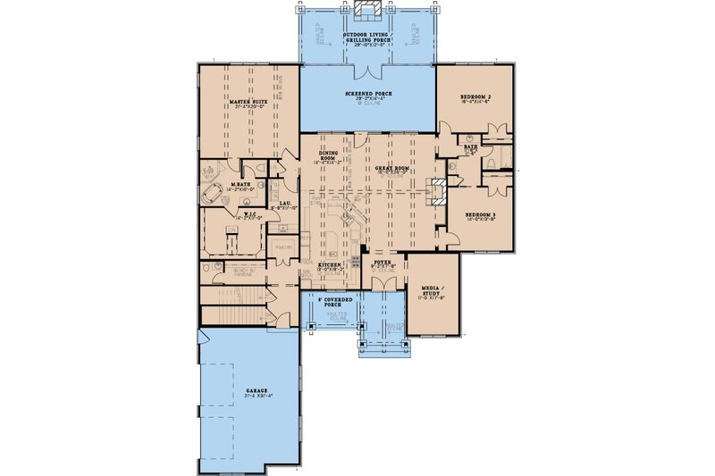 Dream House Plan - Floor Plan - Main Floor for Craftsman House Plan #923-364 - 3 bed, 3.5 bath