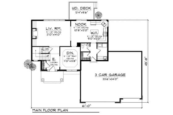 Floor Plan - Main Floor for Traditional House Plan #70-685 - 4 bed, 2.5 bath