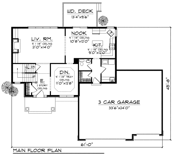 Architectural House Design - Traditional Floor Plan - Main Floor Plan #70-685