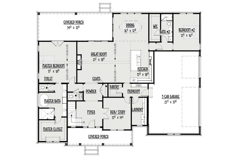 House Blueprint - Floor Plan - Main Floor for Farmhouse House Plan #1088-8 - 5 bed, 5.5 bath