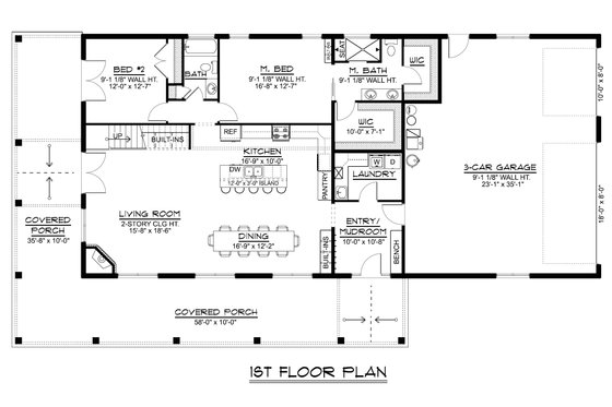 Floor Plan - Main Floor for Barndominium House Plan #1064-313 - 5 bed, 3 bath