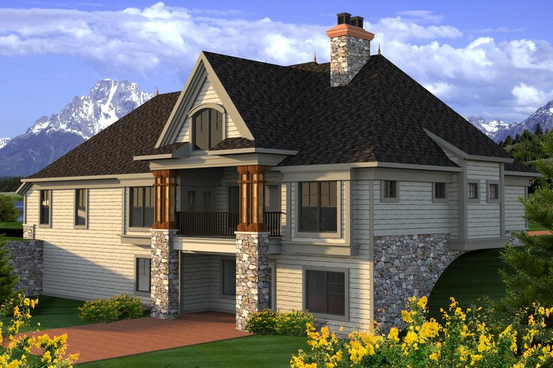 House Blueprint - Exterior - Rear Elevation for Cottage House Plan #70-1180 - 3 bed, 3.5 bath