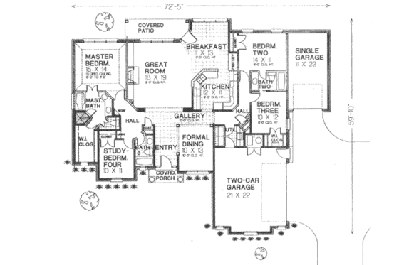 Floor Plan - Main Floor for European House Plan #310-406 - 4 bed, 3 bath