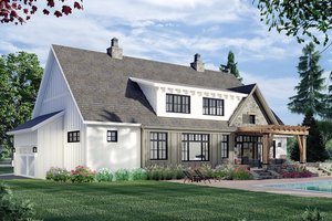 Exterior - Rear Elevation 1 for Farmhouse House Plan #51-1163 - 4 bed, 3.5 bath