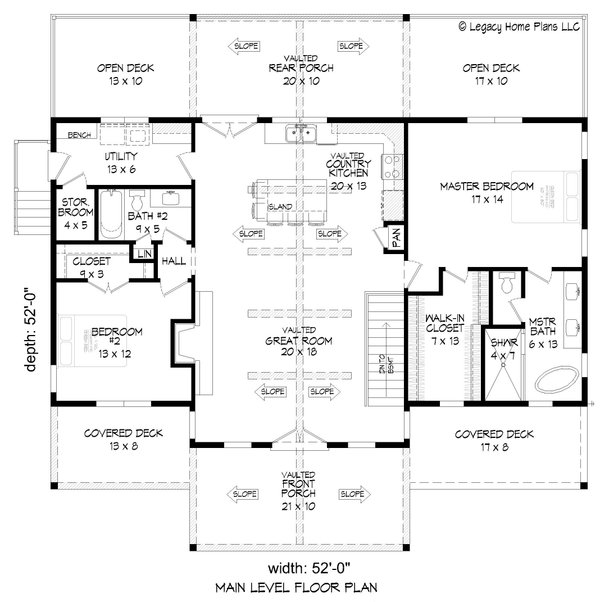 Architectural House Design - Southern Floor Plan - Main Floor Plan #932-830