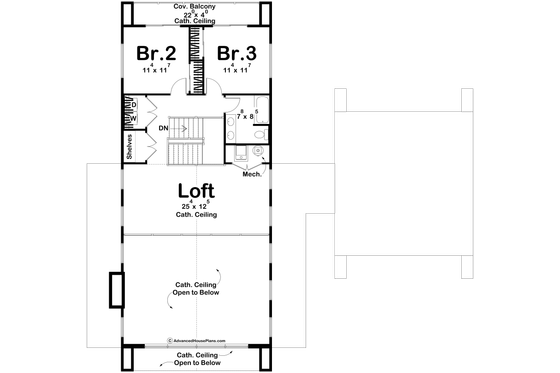 Floor Plan - Upper Floor for Barndominium House Plan #455-340 - 3 bed, 2.5 bath