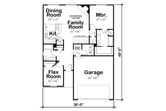 Floor Plan - Main Floor for European House Plan #20-2176 - 1 bed, 2 bath