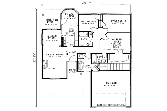 Floor Plan - Main Floor for European House Plan #17-138 - 3 bed, 2 bath