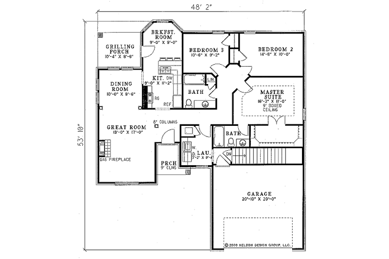 Dream House Plan - Floor Plan - Main Floor for European House Plan #17-138 - 3 bed, 2 bath