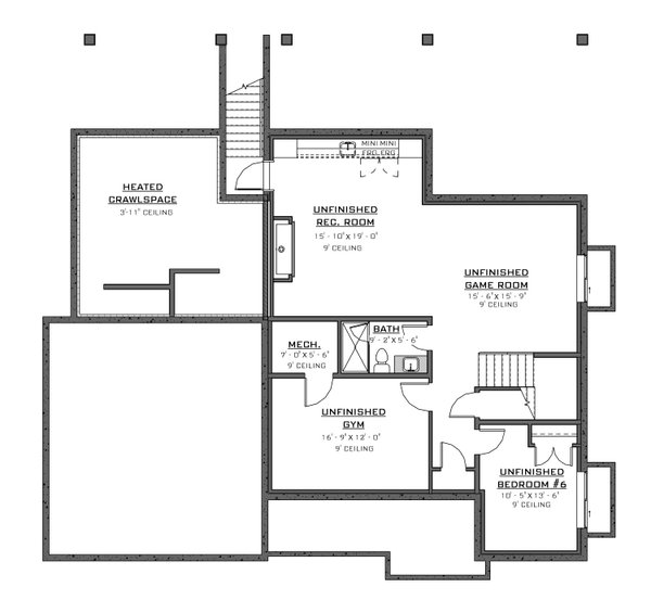 European Floor Plan - Lower Floor Plan #1086-21