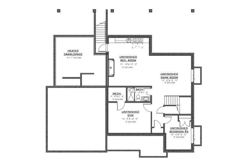 House Design - Floor Plan - Lower Floor for European House Plan #1086-21 - 5 bed, 5 bath