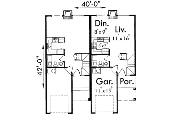 Floor Plan - Main Floor for Traditional House Plan #303-360 - 3 bed, 2.5 bath