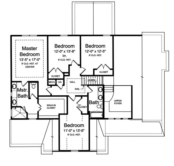 Traditional Style House Plan 4 Beds 2.5 Baths 2600 Sq/Ft