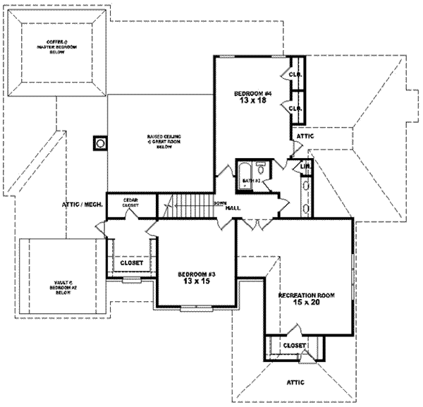 European Floor Plan - Upper Floor Plan #81-626