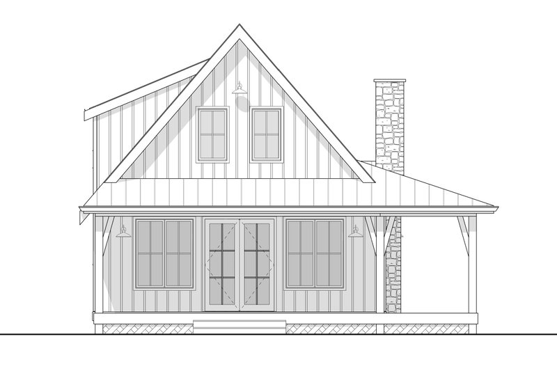 House Blueprint - Exterior - Rear Elevation 3 for Cottage House Plan #1114-37 - 2 bed, 2 bath