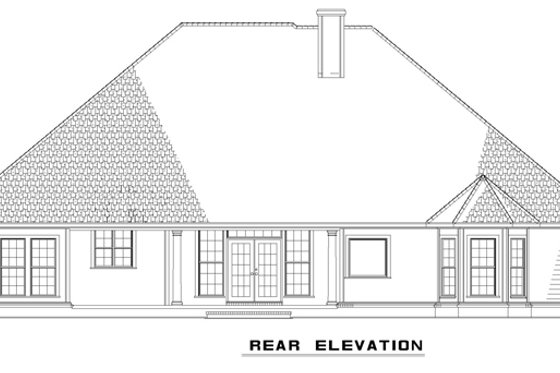 Exterior - Rear Elevation for Traditional House Plan #17-637 - 4 bed, 3 bath