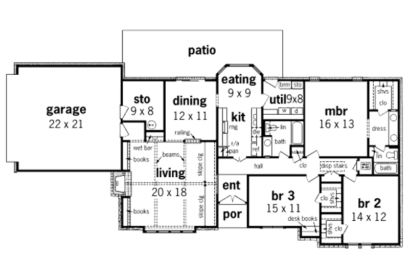 Home Plan - Floor Plan - Main Floor for Modern House Plan #45-323 - 3 bed, 2 bath
