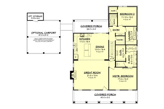 Floor Plan - Main Floor for Farmhouse House Plan #430-198 - 4 bed, 3 bath