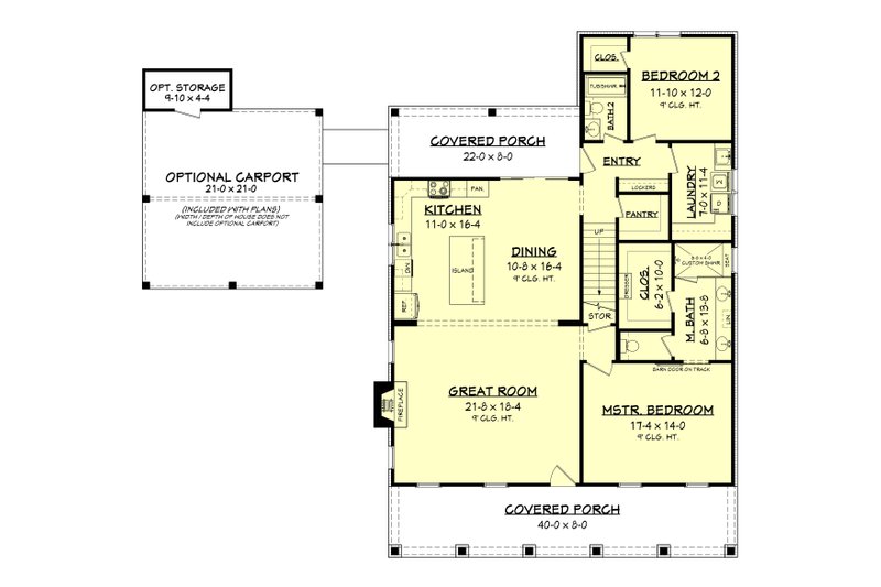House Plan Design - Floor Plan - Main Floor for Farmhouse House Plan #430-198 - 4 bed, 3 bath
