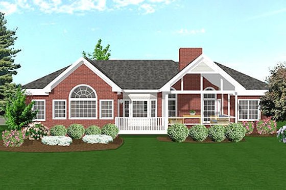 Exterior - Rear Elevation for Southern House Plan #56-149 - 3 bed, 2.5 bath
