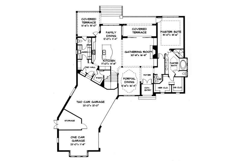 House Plan Design - Floor Plan - Main Floor for European House Plan #413-110 - 4 bed, 3 bath