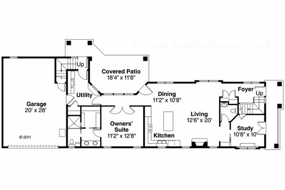 Floor Plan - Main Floor for Mediterranean House Plan #124-903 - 3 bed, 3.5 bath