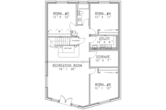 Floor Plan - Lower Floor for Log House Plan #117-397 - 6 bed, 3 bath