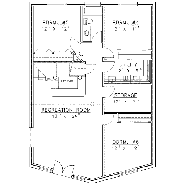 Log Floor Plan - Lower Floor Plan #117-397