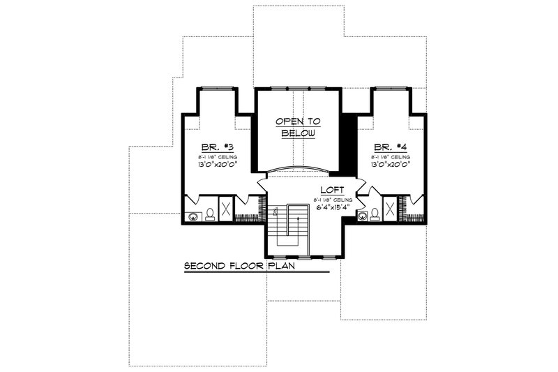 Home Plan - Floor Plan - Upper Floor for Craftsman House Plan #70-1251 - 4 bed, 4 bath