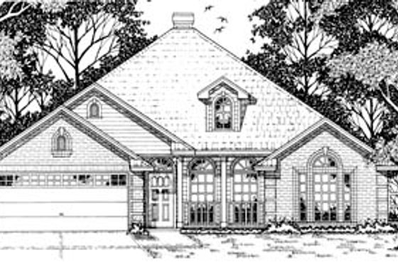 Exterior - Front Elevation for Traditional House Plan #42-172 - 4 bed, 2 bath