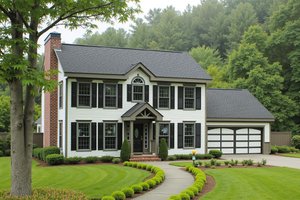 Colonial Exterior - Front Elevation Plan #3-173