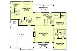 Floor Plan - Main Floor for Farmhouse House Plan #430-230 - 3 bed, 2 bath