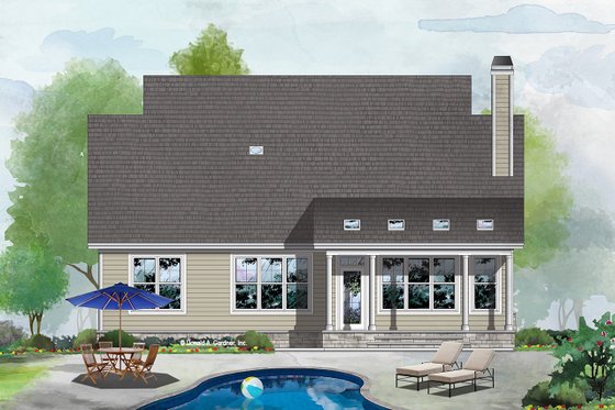 Exterior - Rear Elevation 1 for Cottage House Plan #929-1126 - 3 bed, 3.5 bath
